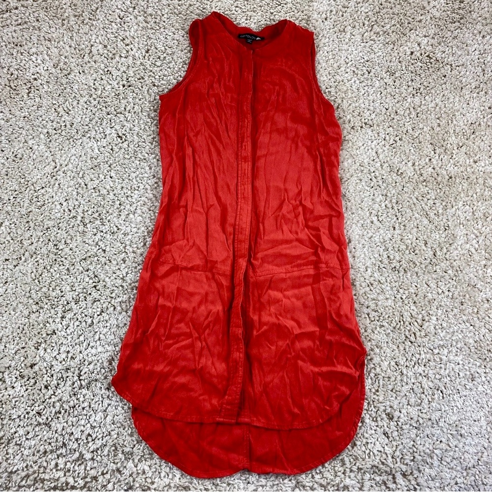Cotton On Women’s Red High Low Sleeveless Button Down Blouse Top